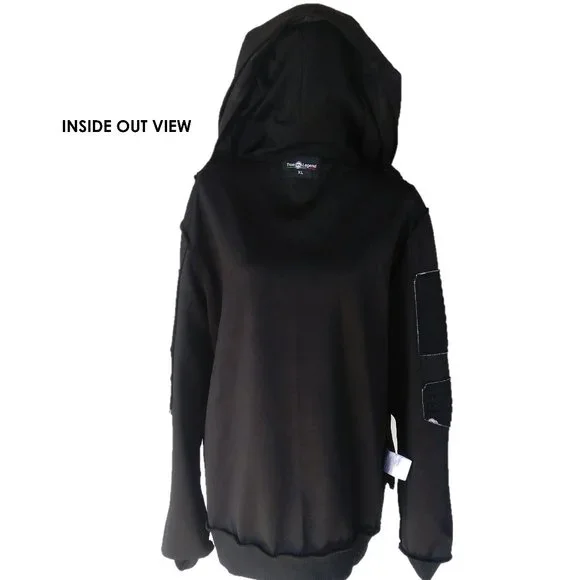 TRU LEGEND XL BLACK CAMO JACKET w HOOD FRONT ZIP Mens goth gothic witch